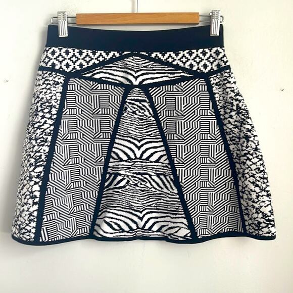 Parker A-line knit sweater geometric pattern pull on mini skirt sz S - Picture 1 of 6